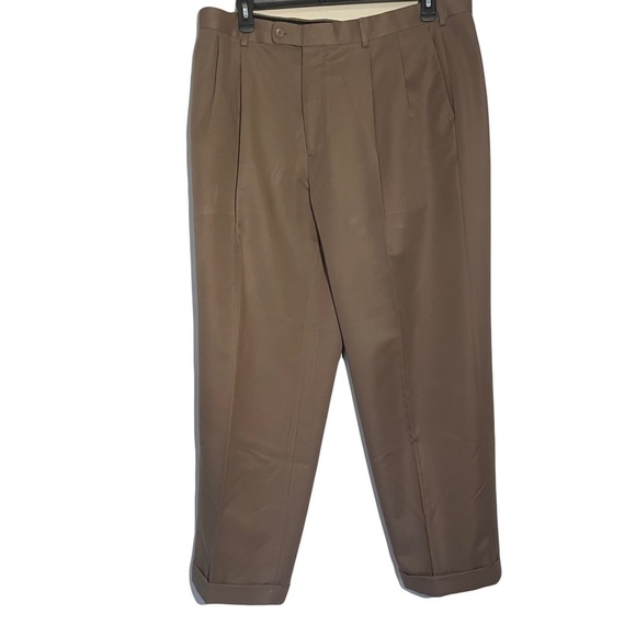 Perry Ellis Portfolio men’s tan dress pants with cuff size 40/30 - Picture 1 of 7